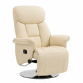 Fauteuil relax, pivotant, réglable, en similicuir et cuir, coloris crème, pour le salon