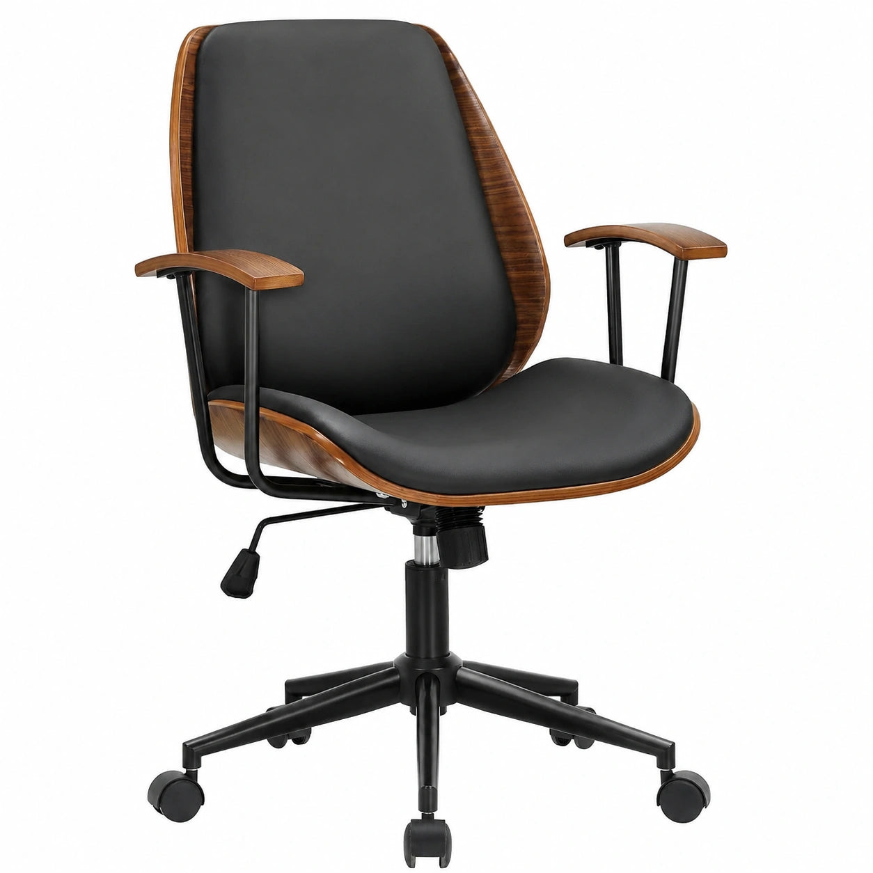 Bureau, pivotant, en noyer, coloris noir, pour l’espace de travail