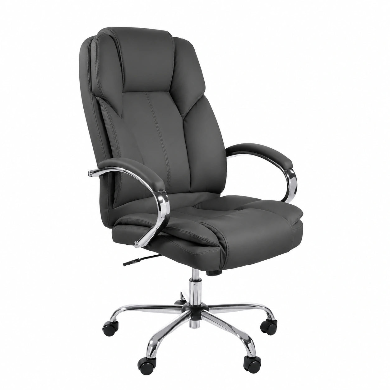 Bureau, rembourré, sur roulettes, en similicuir et cuir, coloris noir, pour l’espace de travail