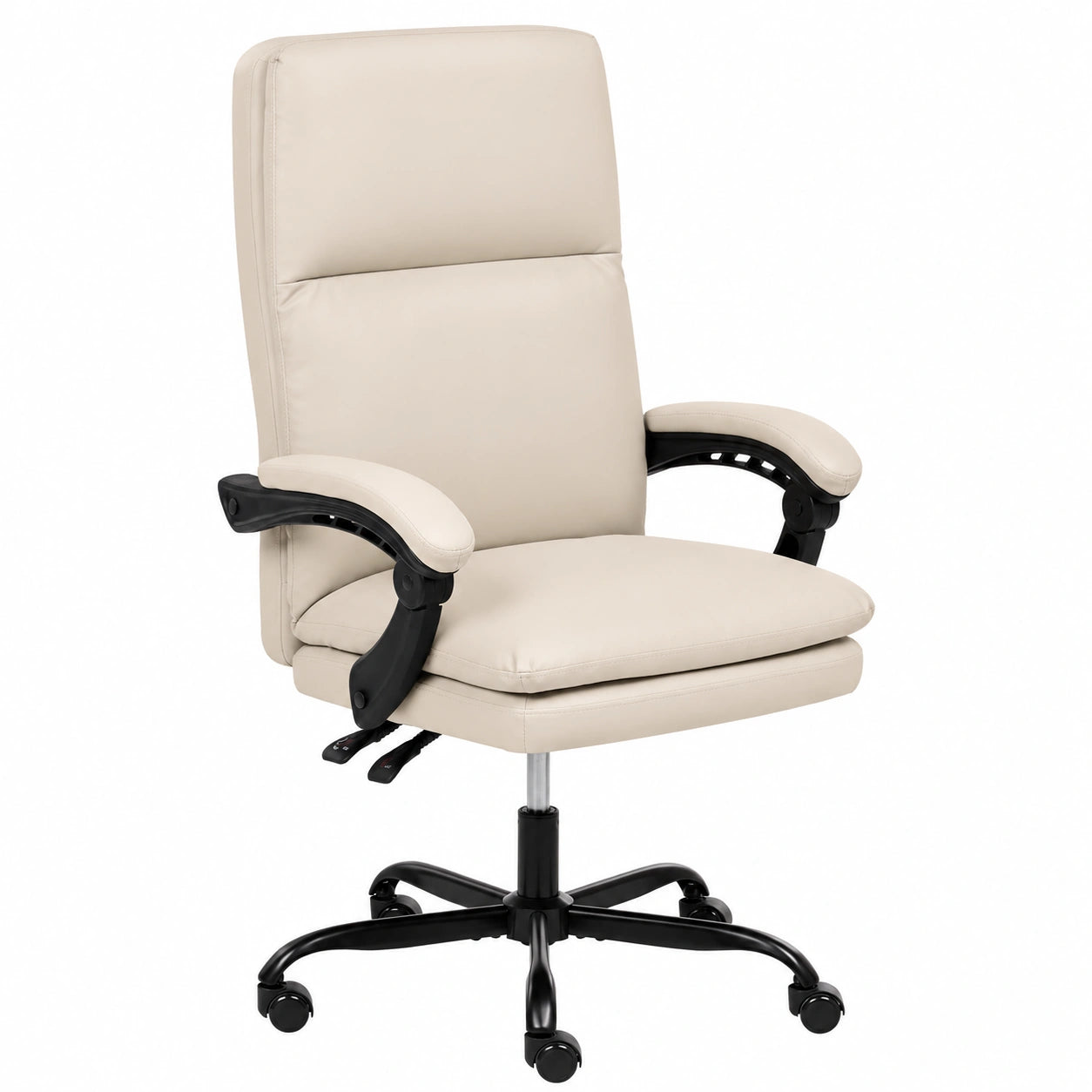Bureau, réglable, rembourré, en cuir, coloris beige, pour l’espace de travail